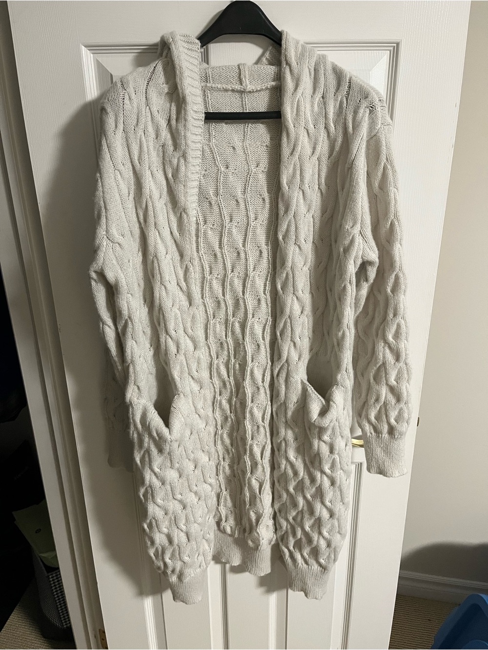 Cozy Cable Knit Hooded Cardigan Sweater - Cream